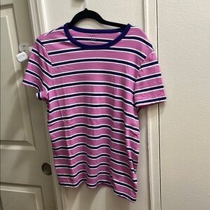 Gap Pink and Purple Striped T-Shirt Women’s Medium